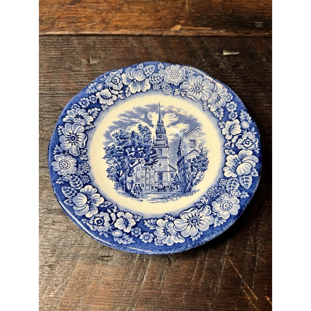 Liberty Blue Historic Colonial Old North Church Saucer England